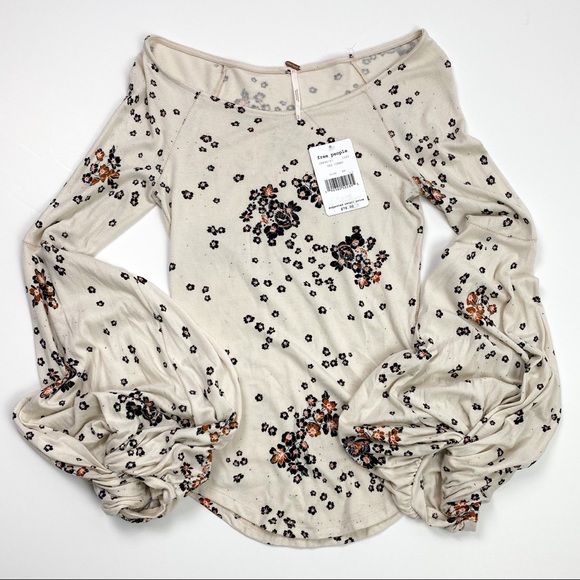 NEW Free People To The Tropics Bodycon Top Cream Tea Floral Print Size XS - Picture 2 of 13